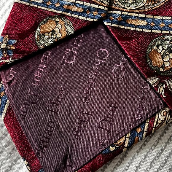 Christian Dior Vintage Royal Red Neck Tie 100% Silk - Picture 6 of 7